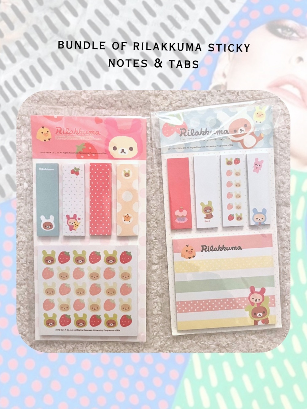 🎉Bundle Rilakkuma sticky note stationery set of 2 sticky note paper tabs & notes